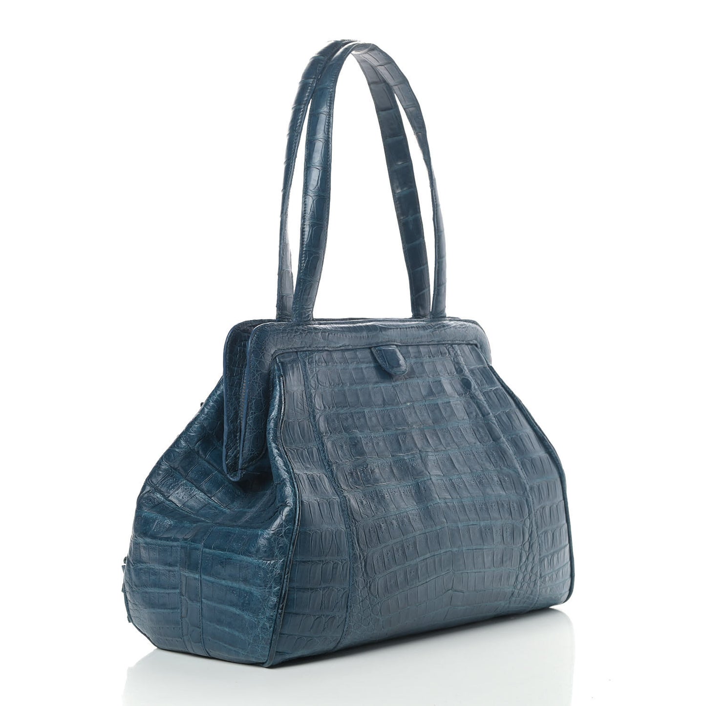 Crocodile Woven Satchel Blue
