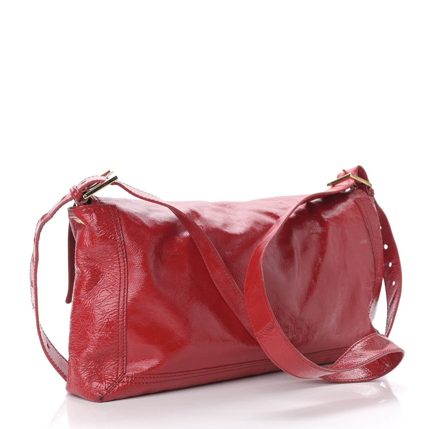 Fendi Vitello Naplak Large Convertible Baguette Rosso 3 of 14