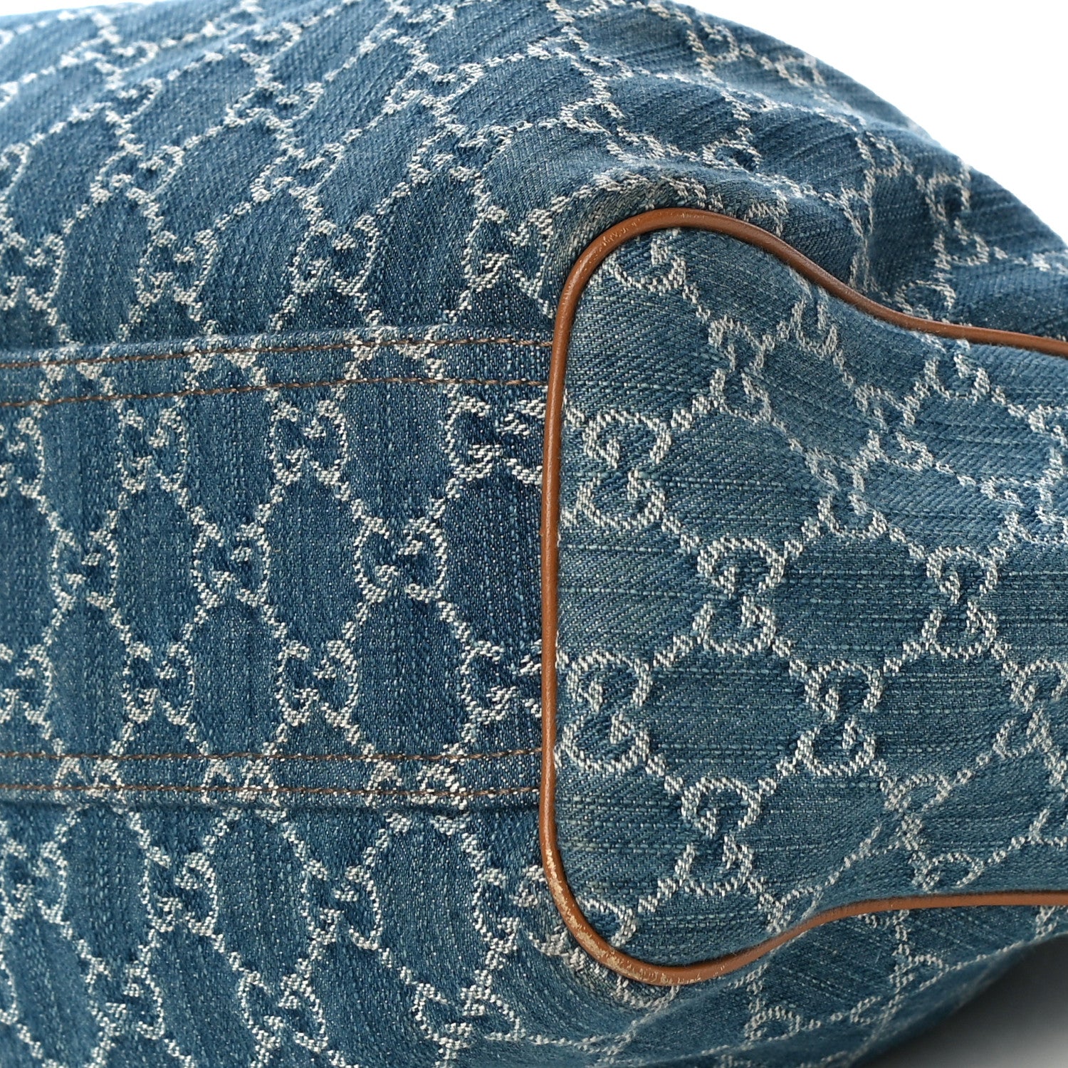 Gucci Denim Monogram Medium Sukey Tote Blue 14 of 23