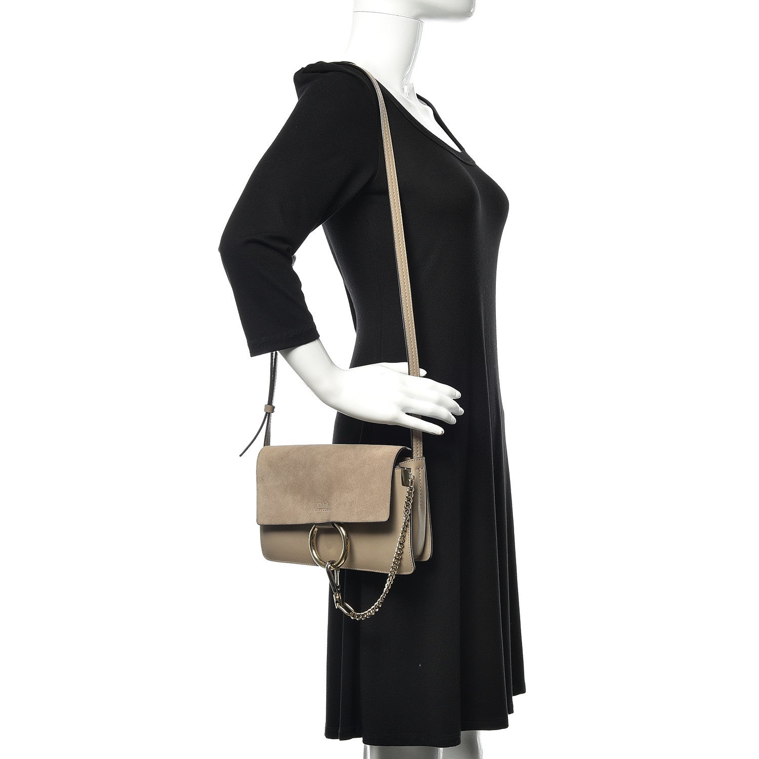 Chloe Suede Calfskin Small Faye Shoulder Bag Motty Grey 2 of 14