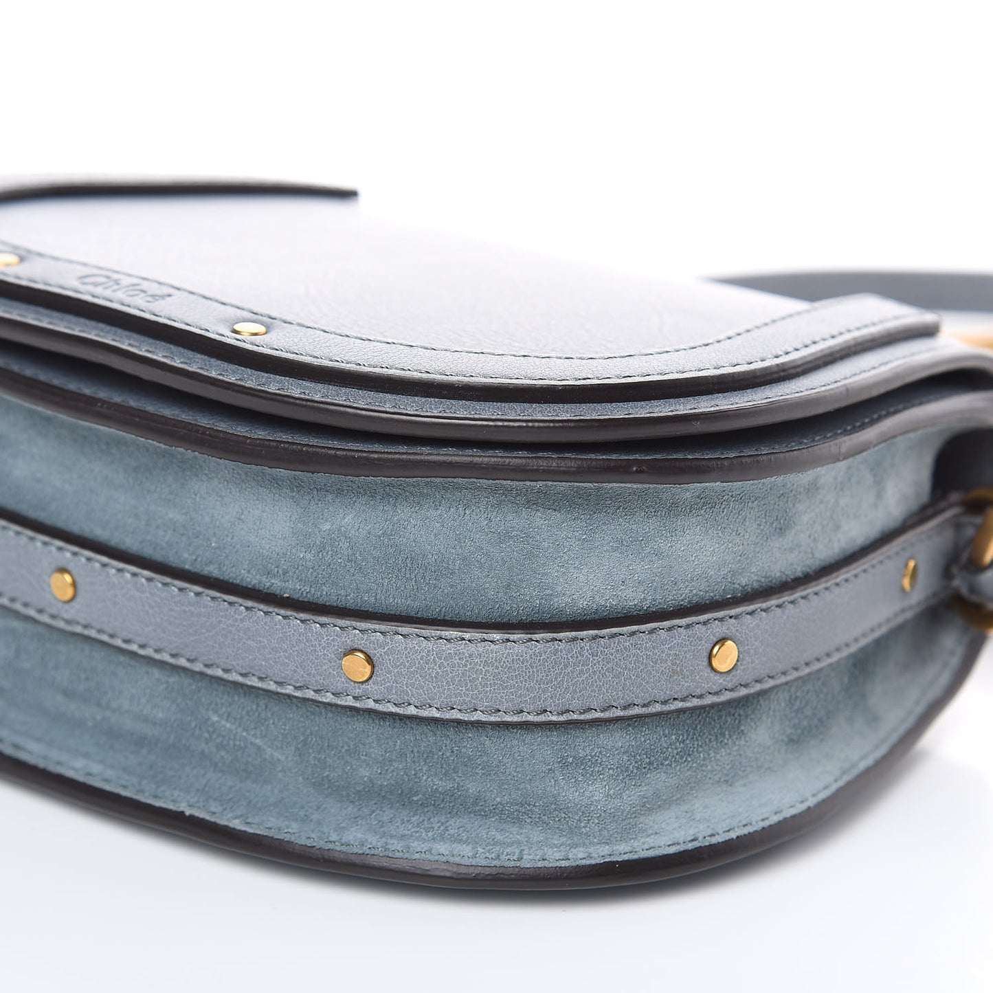 Calfskin Suede Small Nile Bracelet Bag Cloudy Blue