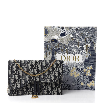 Christian Dior Oblique Saddle Chain Pouch Blue 10 of 10