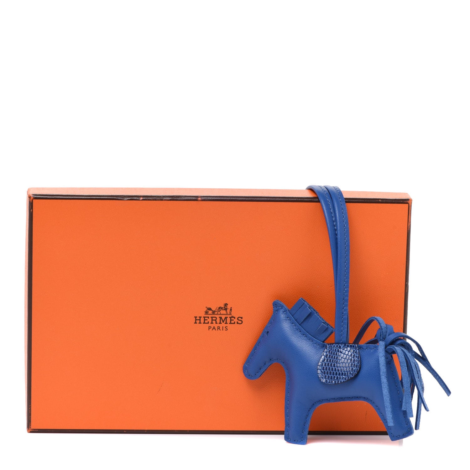 Hermes Milo Lambskin Lizard Touch Grigri Rodeo Horse Bag Charm PM Bleu France Bleu Saphir 4 of 4