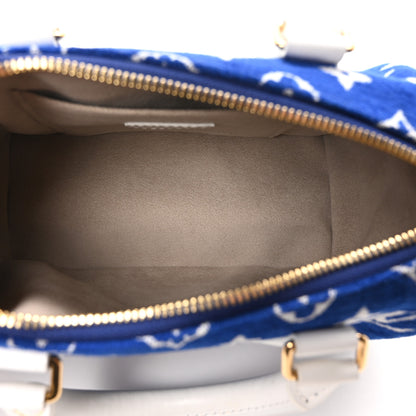 Louis Vuitton Jacquard Velvet Monogram LV Match Speedy Bandouliere 20 Blue 5 of 9