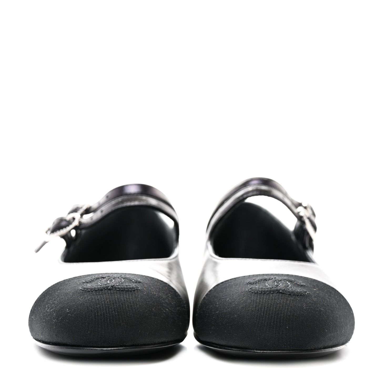 Lambskin Grosgrain Pearl Mary Jane Flats 38 Black