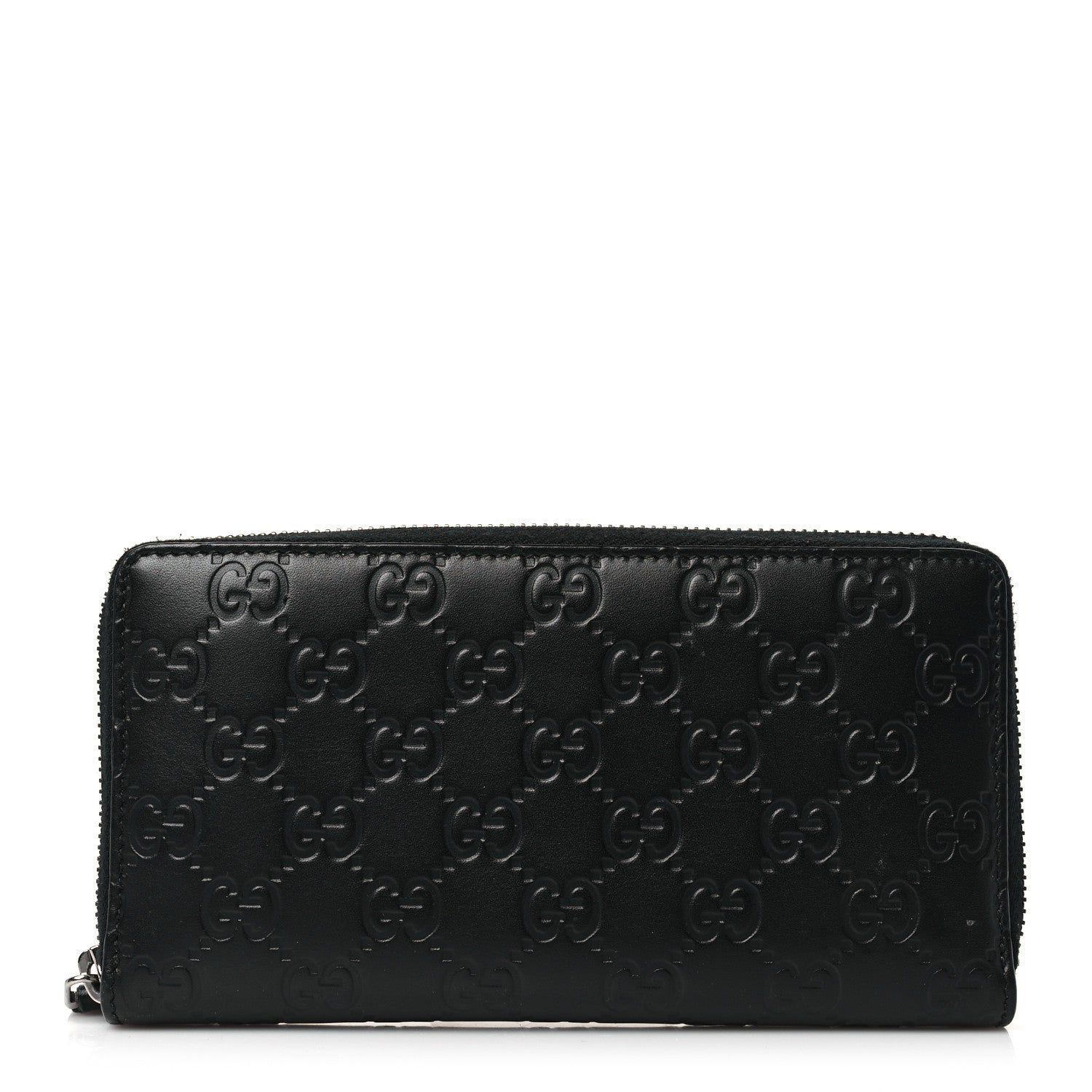 Gucci Guccissima Signature Zip Around Wallet Black 1 of 8