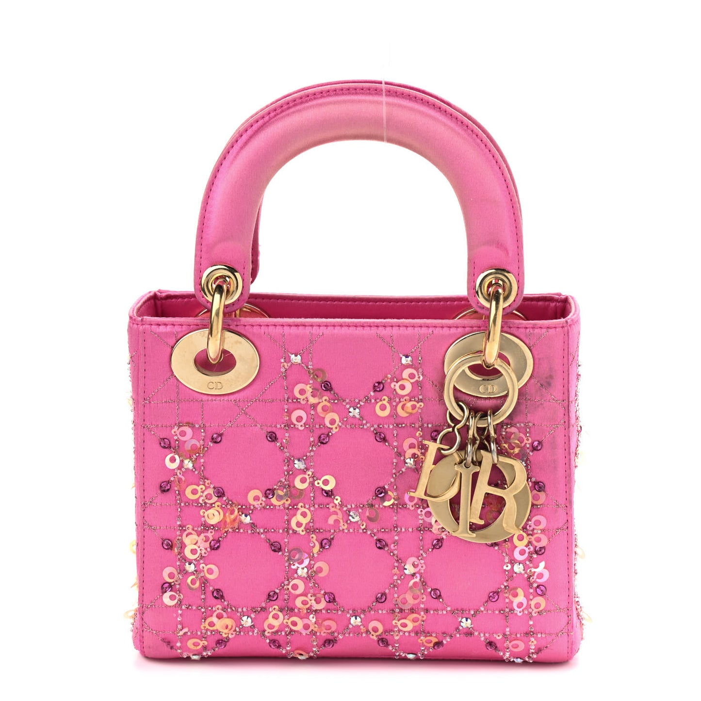 Satin Sequin Mini Lady Dior Pink