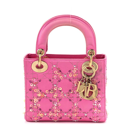 Christian Dior Satin Sequin Mini Lady Dior Pink 1 of 10