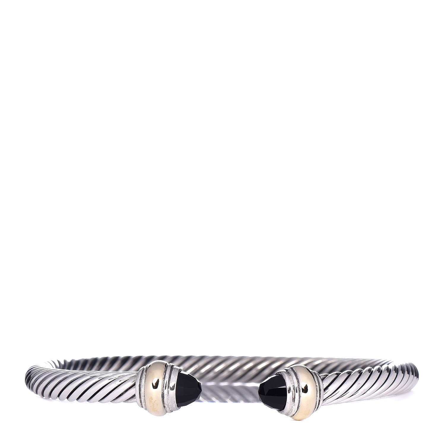 David Yurman Sterling Silver 14K Yellow Gold Black Onyx 5mm Cable Classics Bracelet 1 of 5