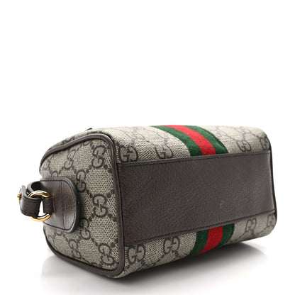 Gucci GG Supreme Monogram Textured Dollar Calfskin Web Super Mini Ophidia Top Handle Bowler Bag Beige Ebony New Acero 4 of 15