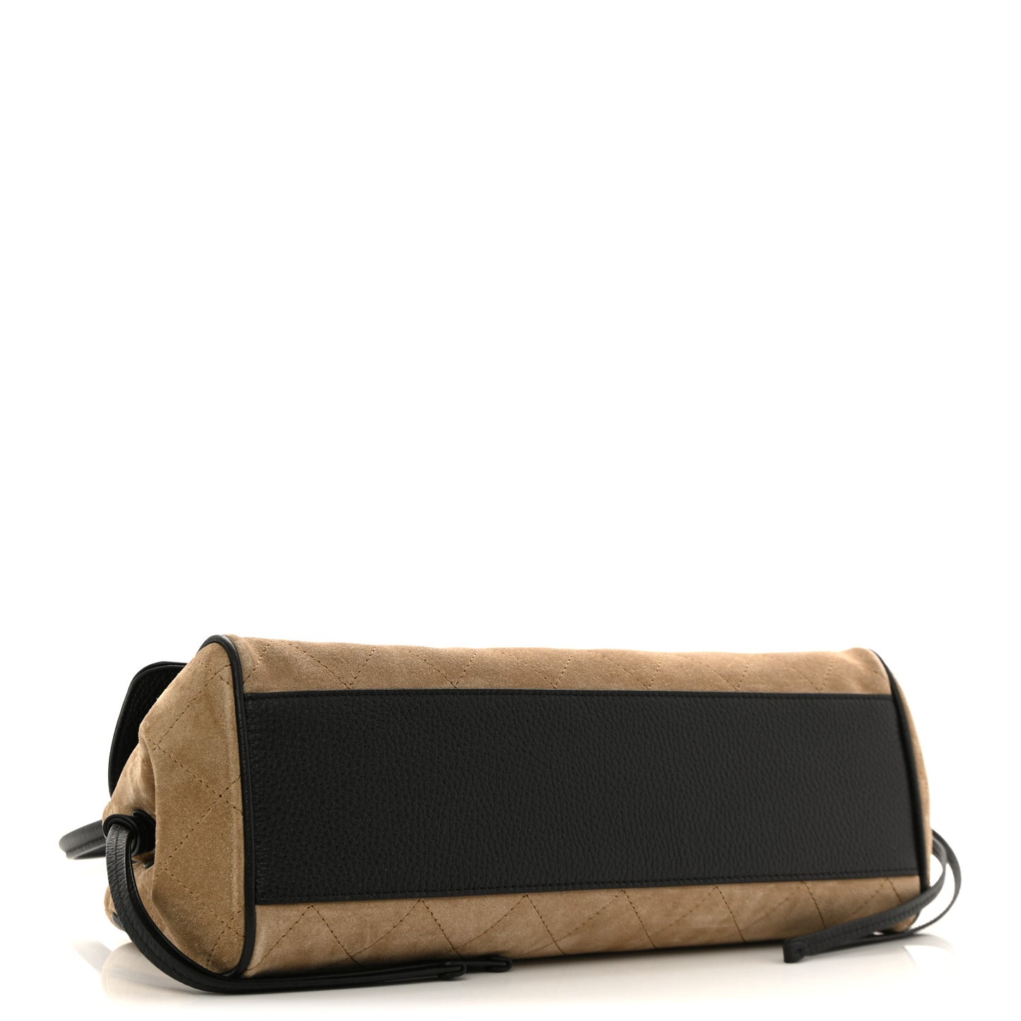 Grained Calfskin Suede Urban Essentials Small Shopping Bag Dark Beige Black