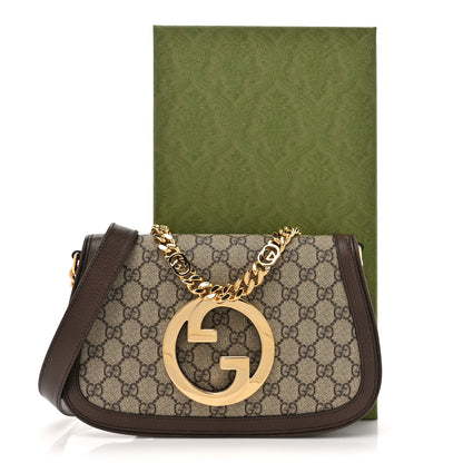 Gucci GG Supreme Monogram Textured Dollar Calfskin Blondie Chain Shoulder Flap Bag Beige Ebony New Acero 11 of 11