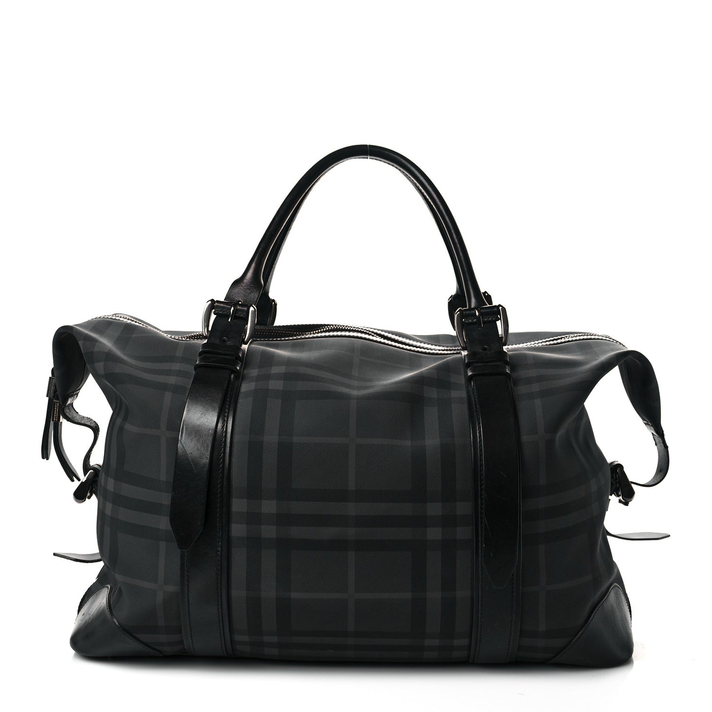 Nylon Smoked Check Weekend Duffle Bag Black