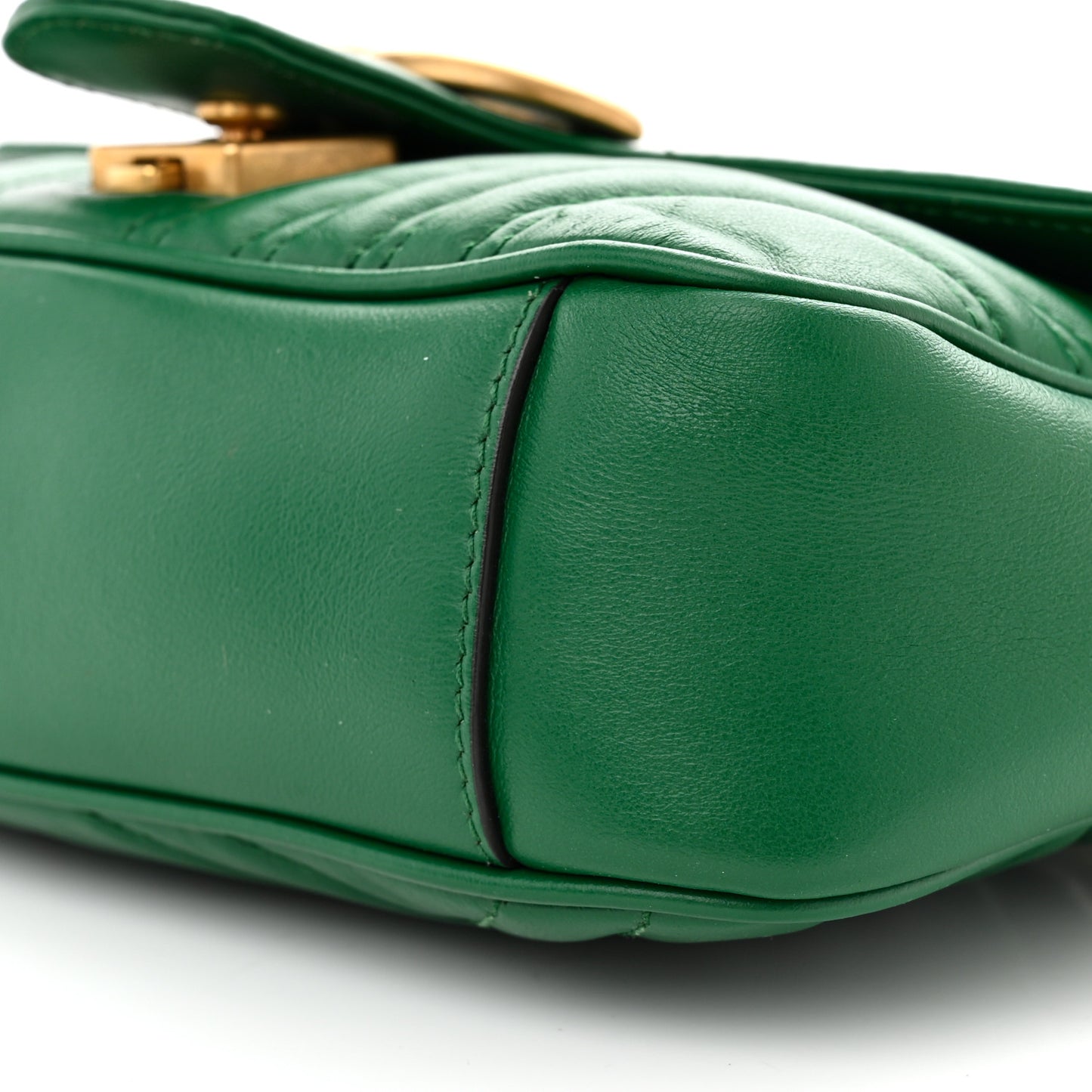 Calfskin Matelasse Mini GG Marmont Shoulder Bag Emerald Green