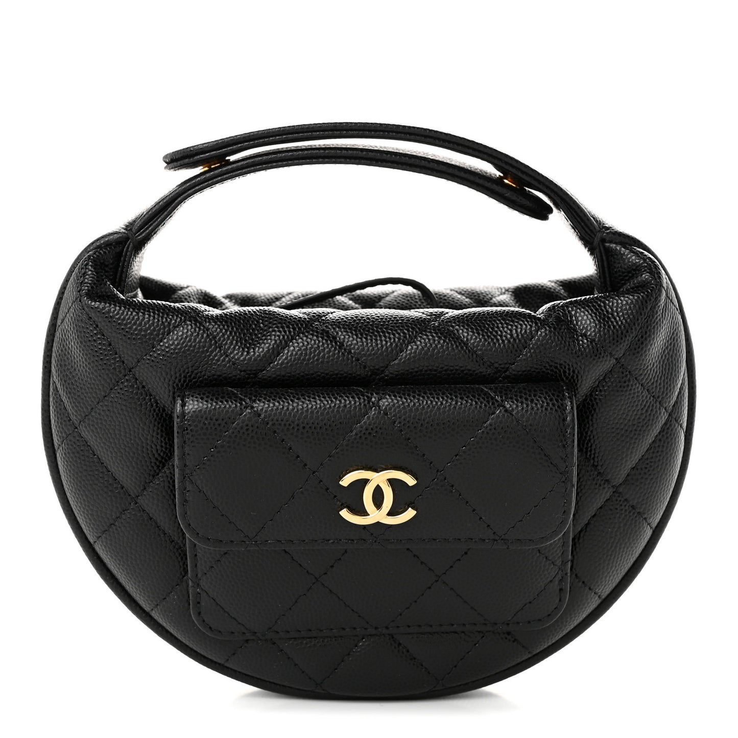 Caviar Quilted Polly Pocket Pouch Hobo Black