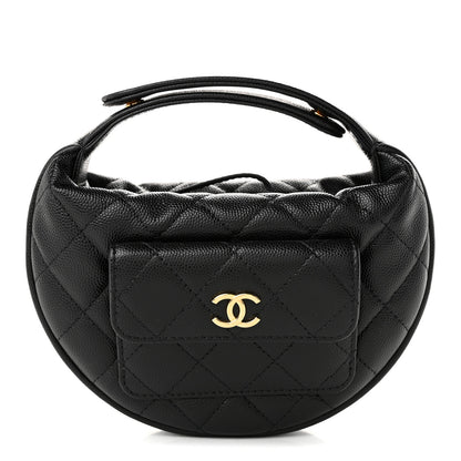 Chanel Caviar Quilted Polly Pocket Pouch Hobo Black 1 of 9