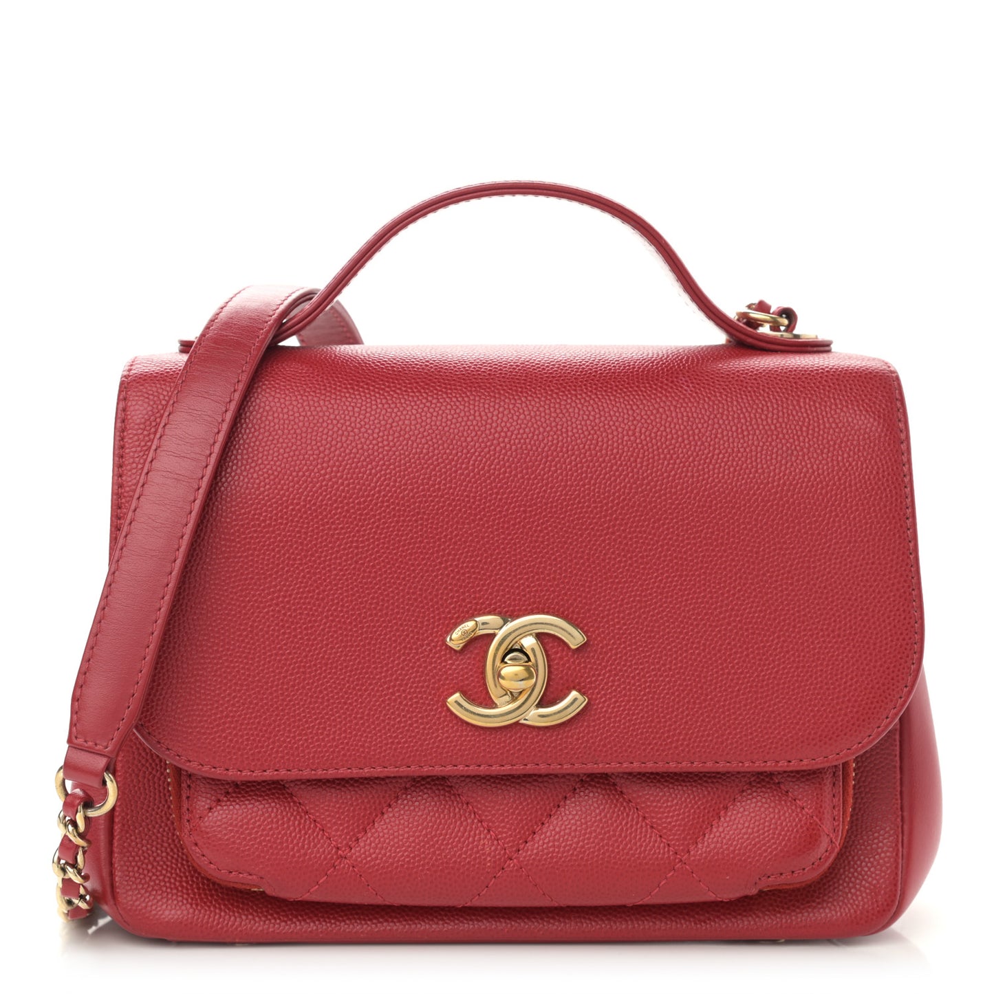 Caviar Quilted Small Business Affinity Flap Red