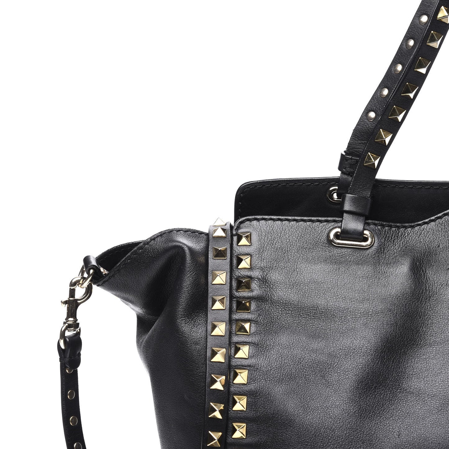 Vitello Medium Rockstud Tote Black
