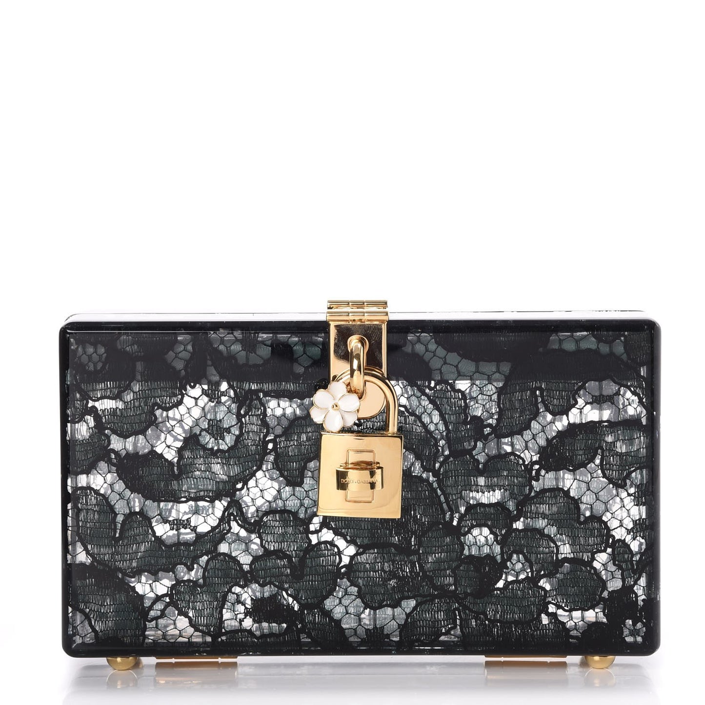 Plexiglass Lace Dolce Box Clutch Dark Green