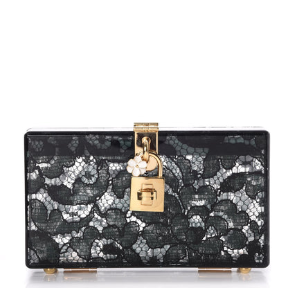 Dolce & Gabbana Plexiglass Lace Dolce Box Clutch Dark Green 1 of 6