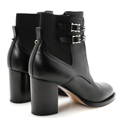 Valentino Garavani Calfskin Rockstud Double Buckle Beatle Chelsea 70mm Ankle Boots 38 Black 5 of 9