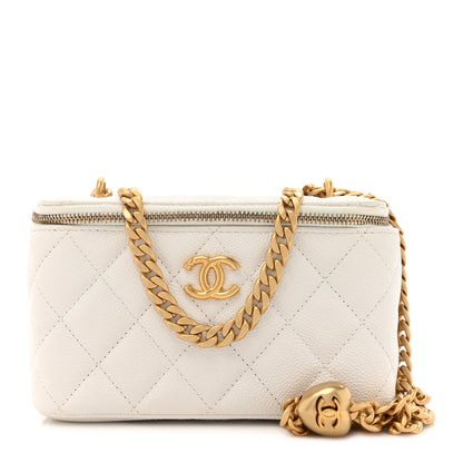 Chanel Caviar Quilted Sweetheart Vanity Case White 1 of 11