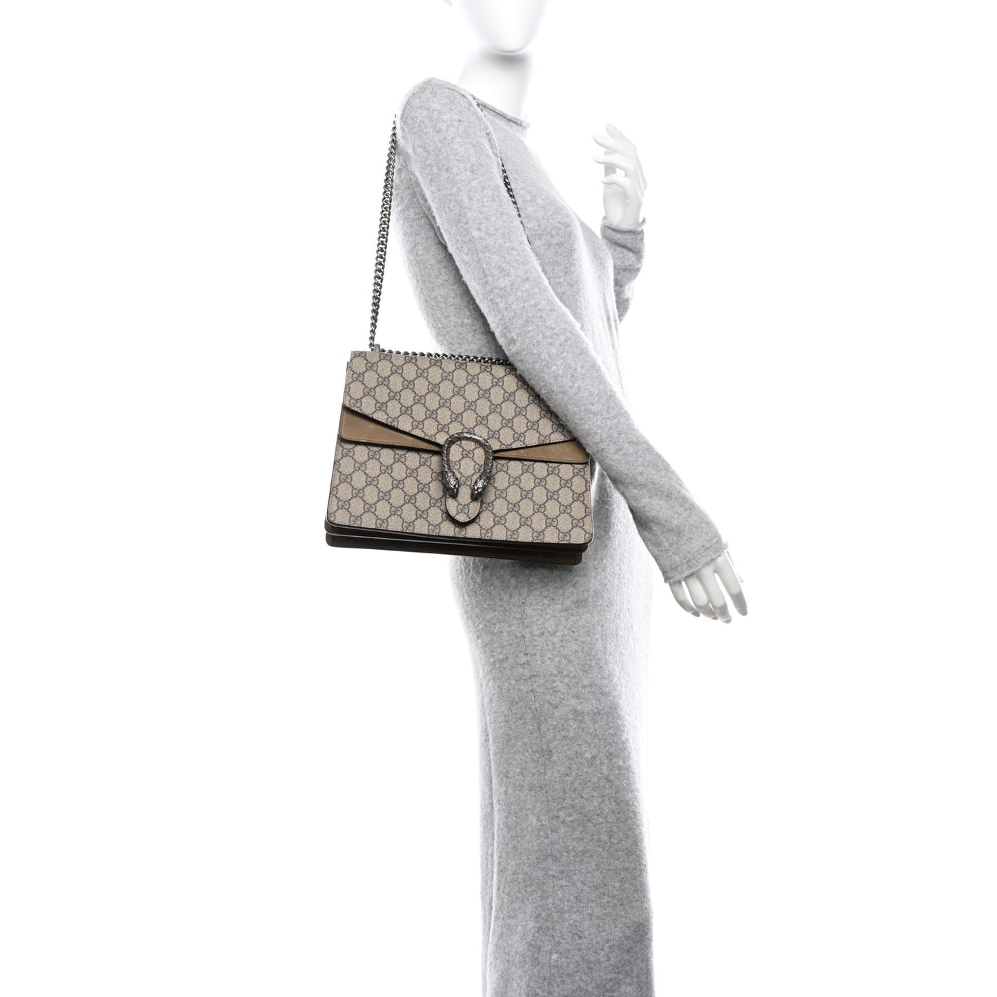 GG Supreme Monogram Medium Dionysus Shoulder Bag Taupe