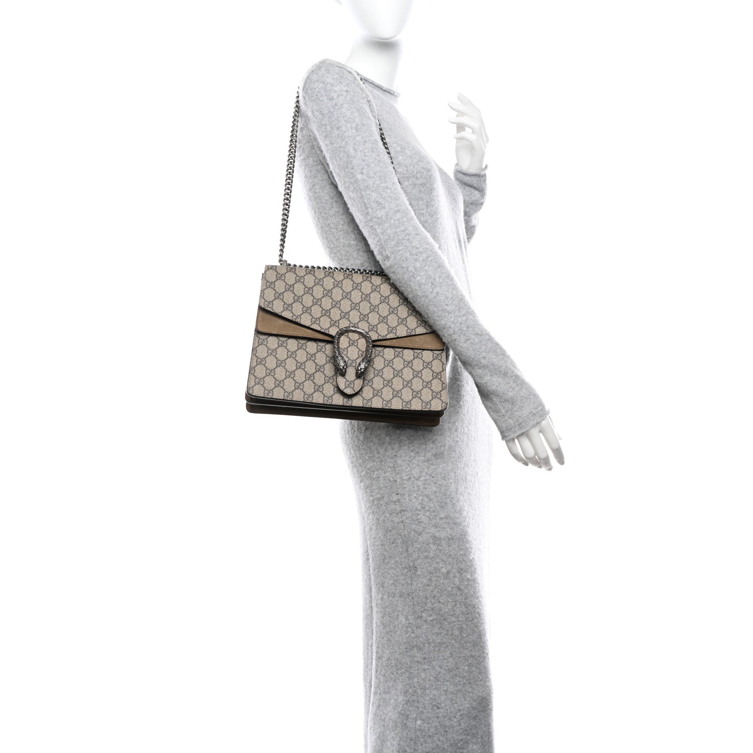 Gucci GG Supreme Monogram Medium Dionysus Shoulder Bag Taupe 2 of 10