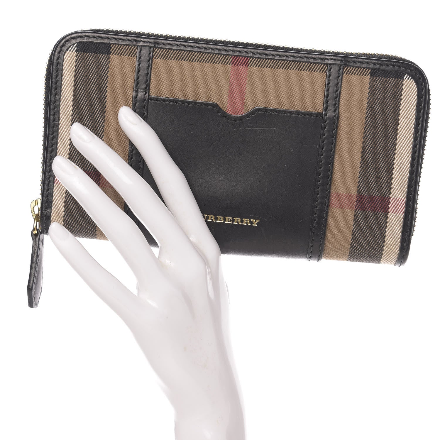 Burberry House Check Large Sartorial Ziggy Zip Around Wallet Black 2 of 13