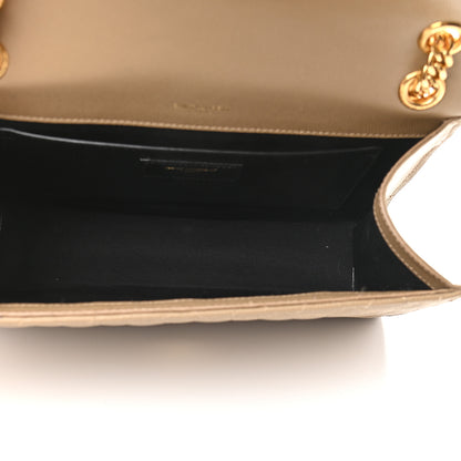 Saint Laurent Grain De Poudre Textured Mixed Matelasse Medium Triquilt Monogram Satchel Dark Latte 5 of 8