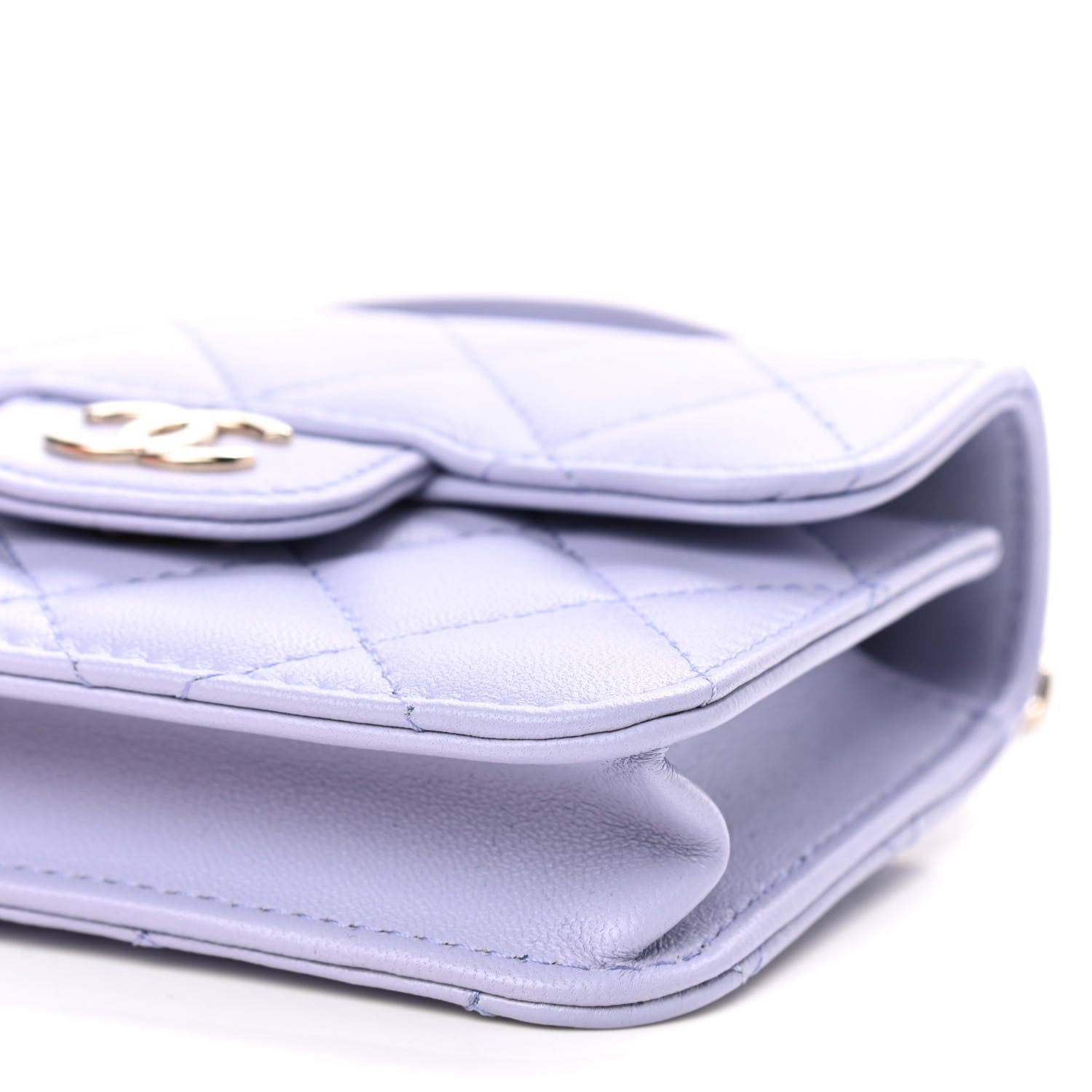 Chanel Lambskin Quilted Top Handle Flap Coin Purse With Chain Light Purple 6 of 9