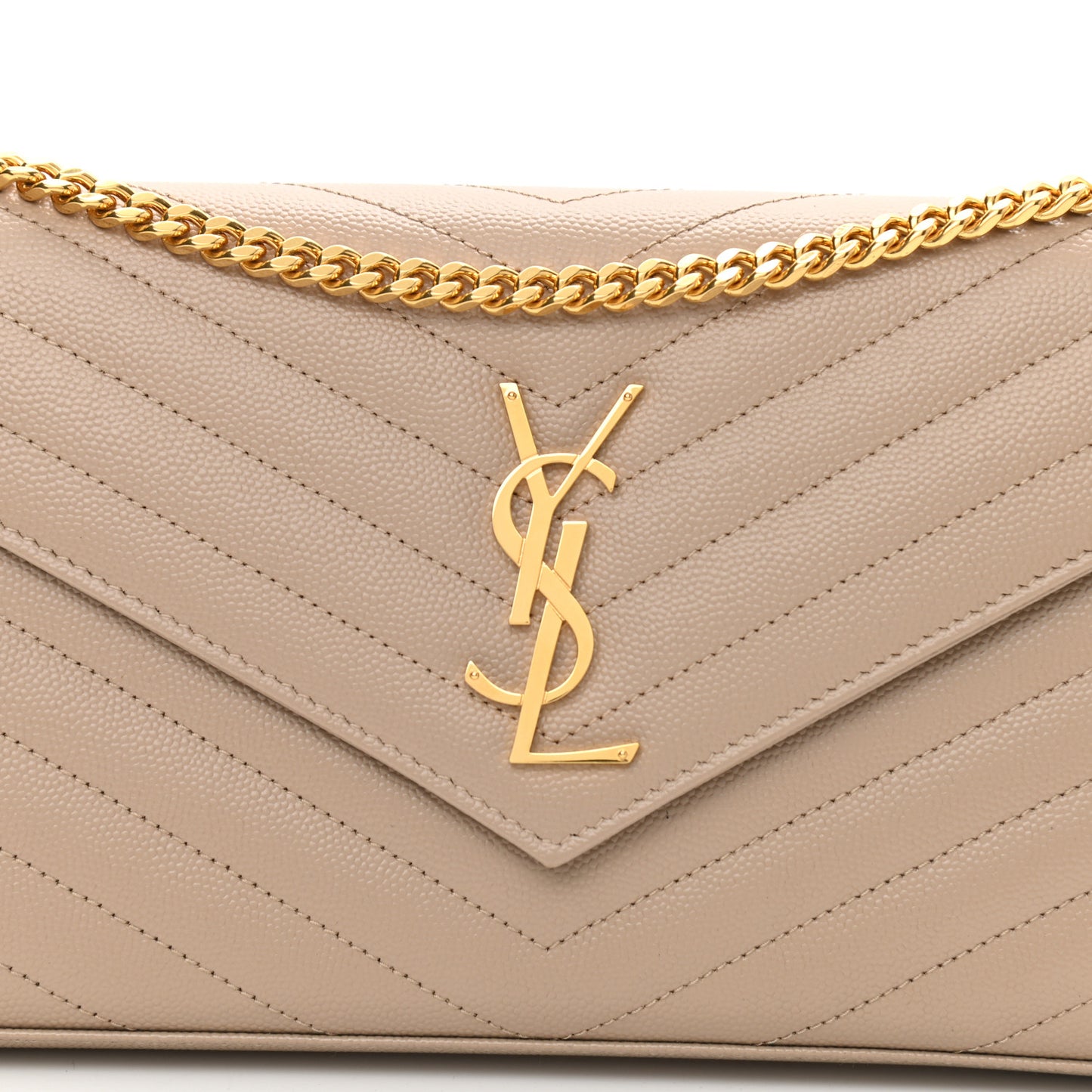 Grain De Poudre Matelasse Chevron Monogram Chain Wallet Nude Powder