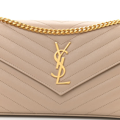 Saint Laurent Grain De Poudre Matelasse Chevron Monogram Chain Wallet Nude Powder 7 of 9