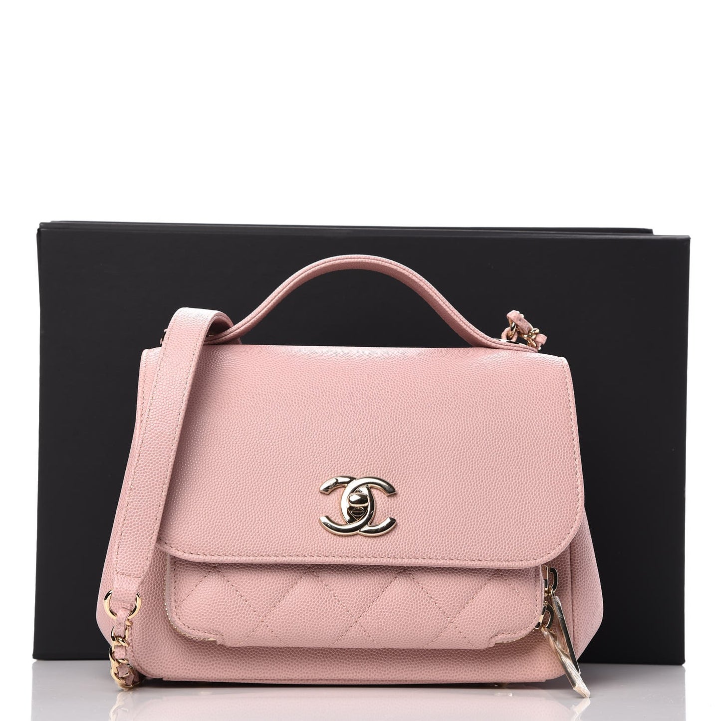 Caviar Quilted Mini Business Affinity Flap Light Pink