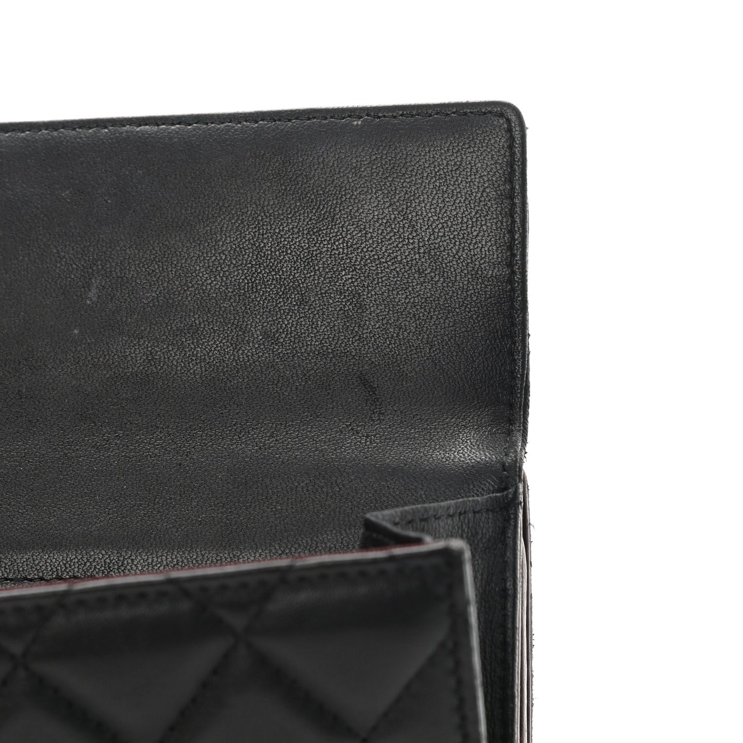 Lambskin Quilted Long Flap Wallet Black
