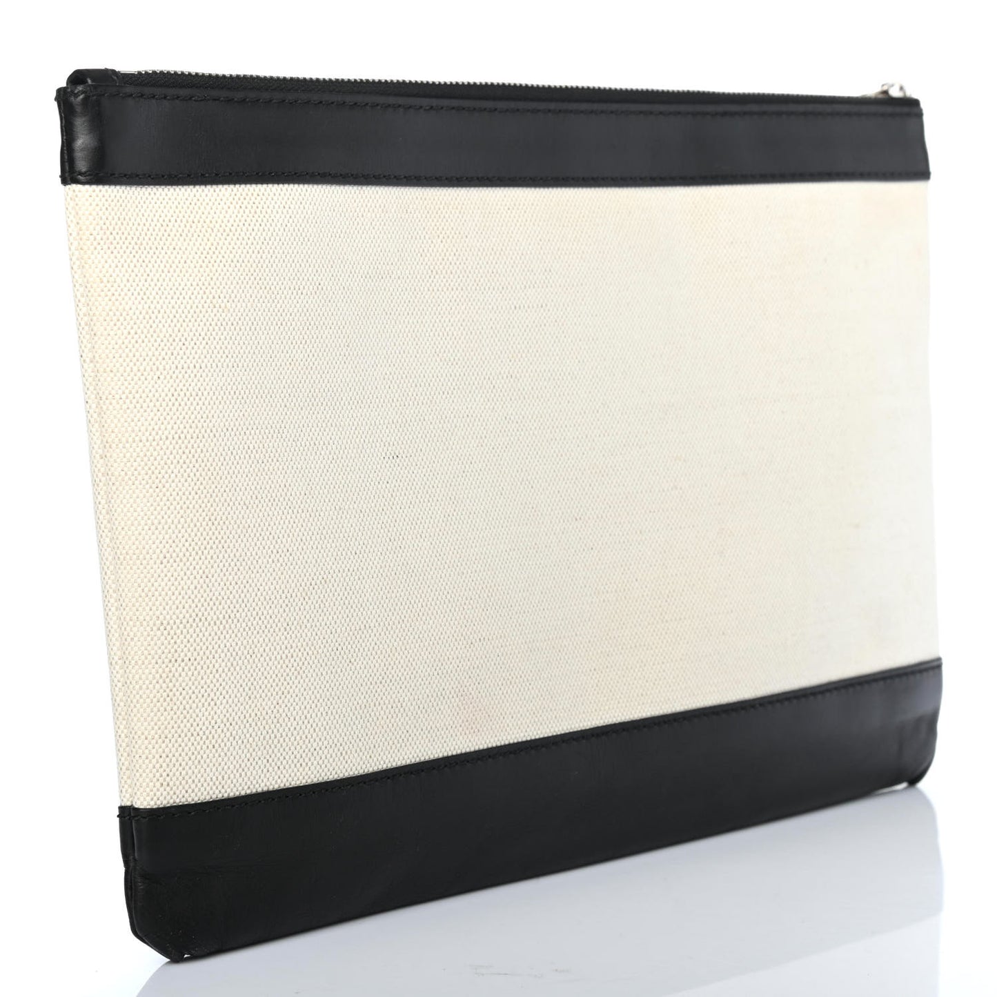 Calfskin Cotton Canvas Logo Clutch Black