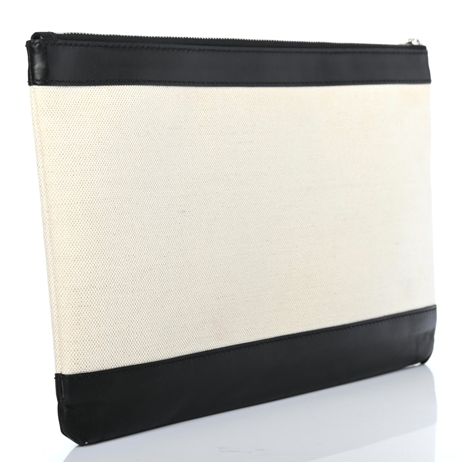 Balenciaga Calfskin Cotton Canvas Logo Clutch Black 2 of 4