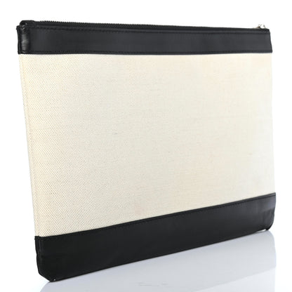 Balenciaga Calfskin Cotton Canvas Logo Clutch Black 2 of 4