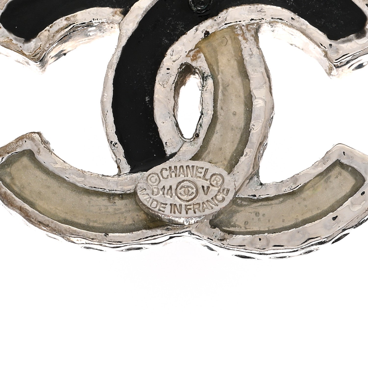 Chanel Enamel CC Earrings Silver Black 4 of 5