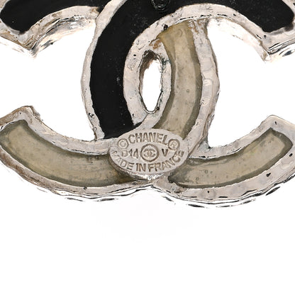 Chanel Enamel CC Earrings Silver Black 4 of 5