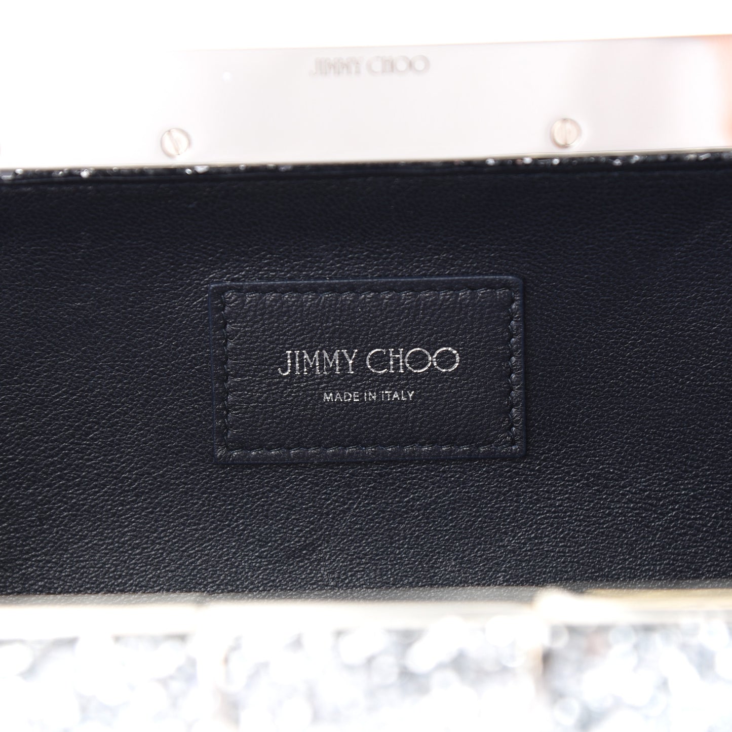 Coarse Glitter Ellipse Clutch Navy Silver