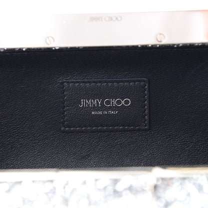 Jimmy Choo Coarse Glitter Ellipse Clutch Navy Silver 6 of 8