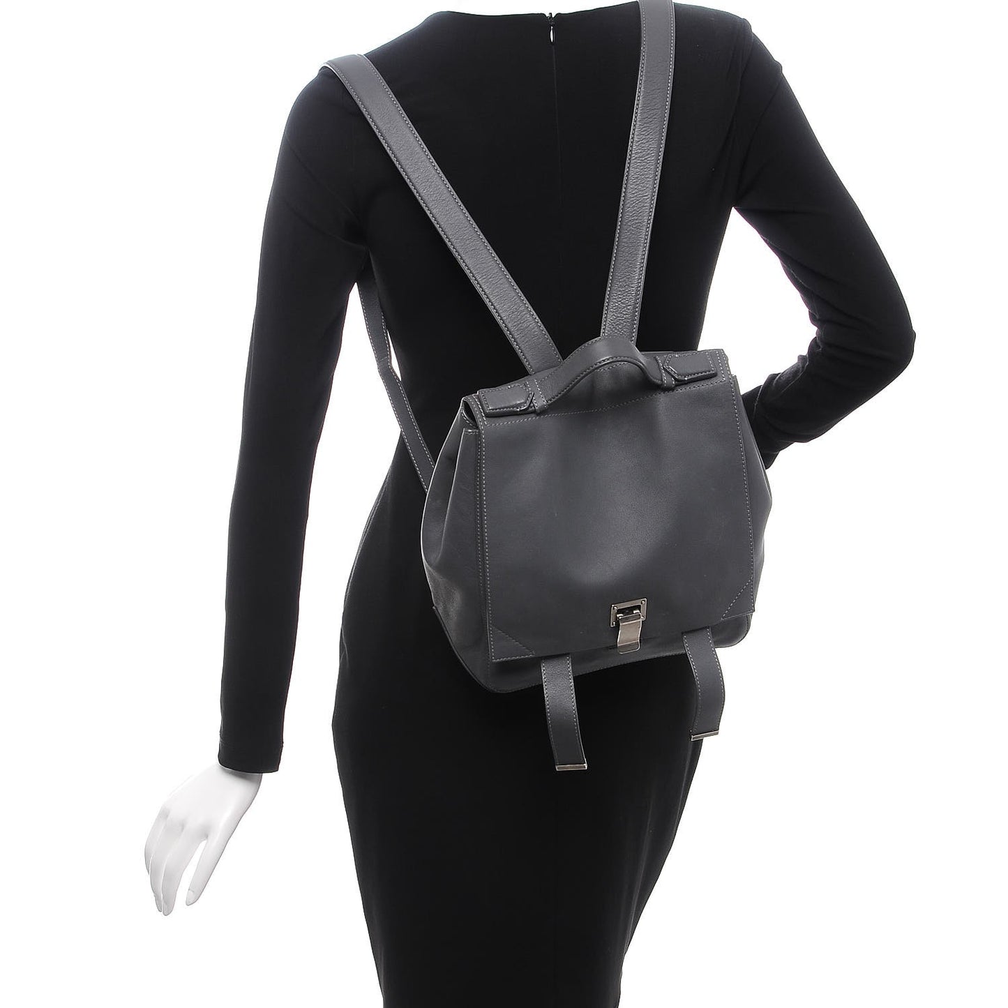 Calfskin Small PS Courier Backpack Heather Grey