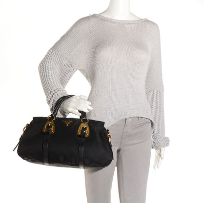Prada Tessuto Nylon Calfskin Shopping Satchel Black 2 of 10