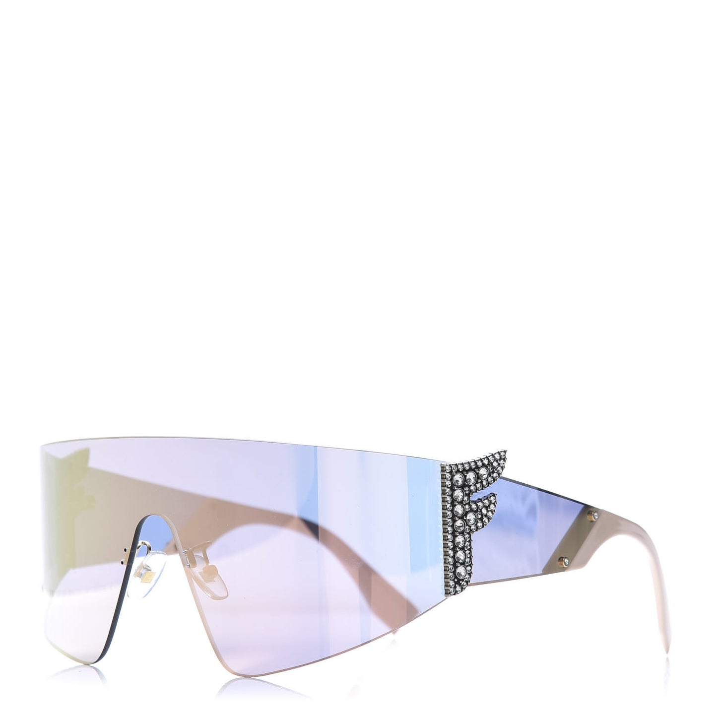 Mirrored Crystal Embellished FFreedom Shield Sunglasses FF 0382/S Pink