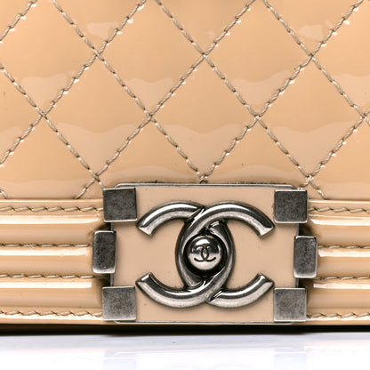Chanel Patent Calfskin Enamel Quilted Medium Boy Flap Beige 7 of 7