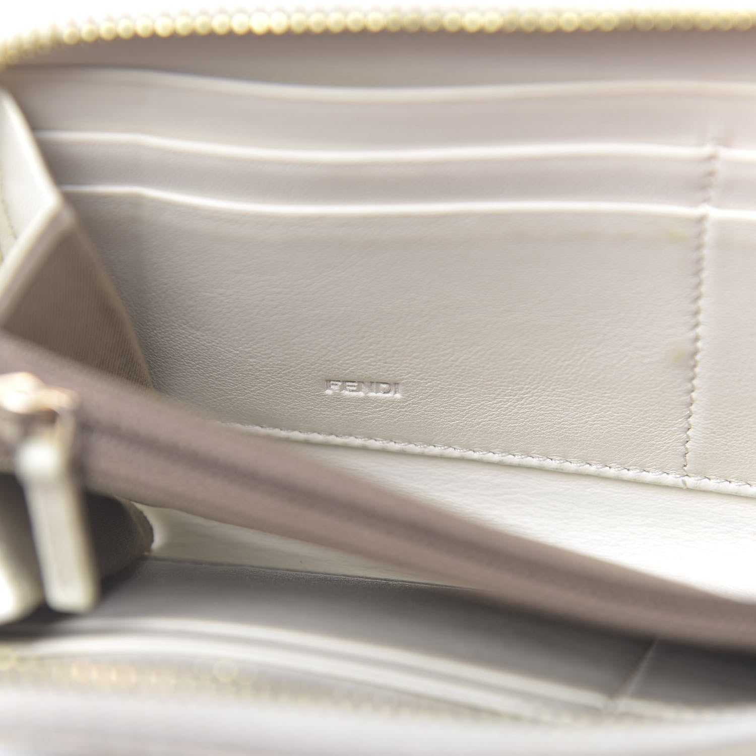 Fendi Zucchino Spalmati FF Multicolor Zip Around Wallet White Multicolor 6 of 7