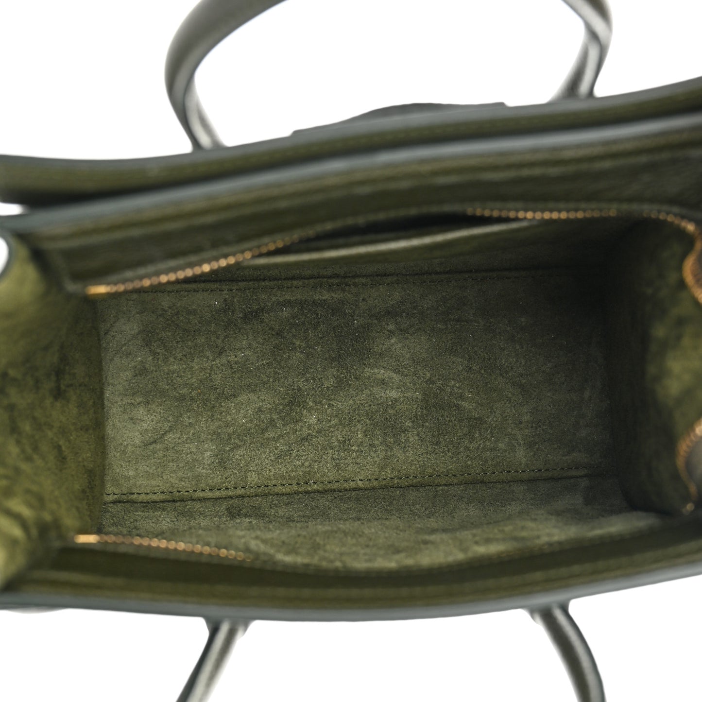 Drummed Calfskin Nano Luggage Dark Olive
