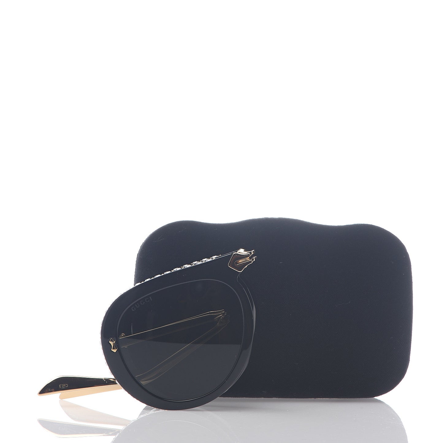 Acetate Crystal Foldable Aviator Sunglasses GG0307S Black