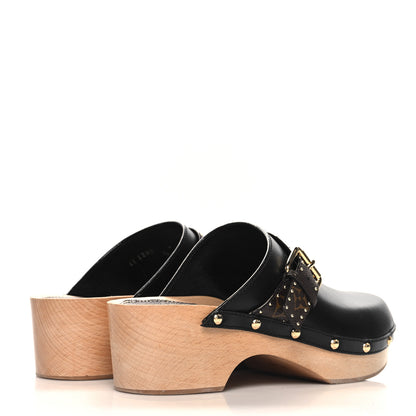 Louis Vuitton Calfskin Patent Monogram Cottage Clog Mules 40 Black 5 of 8